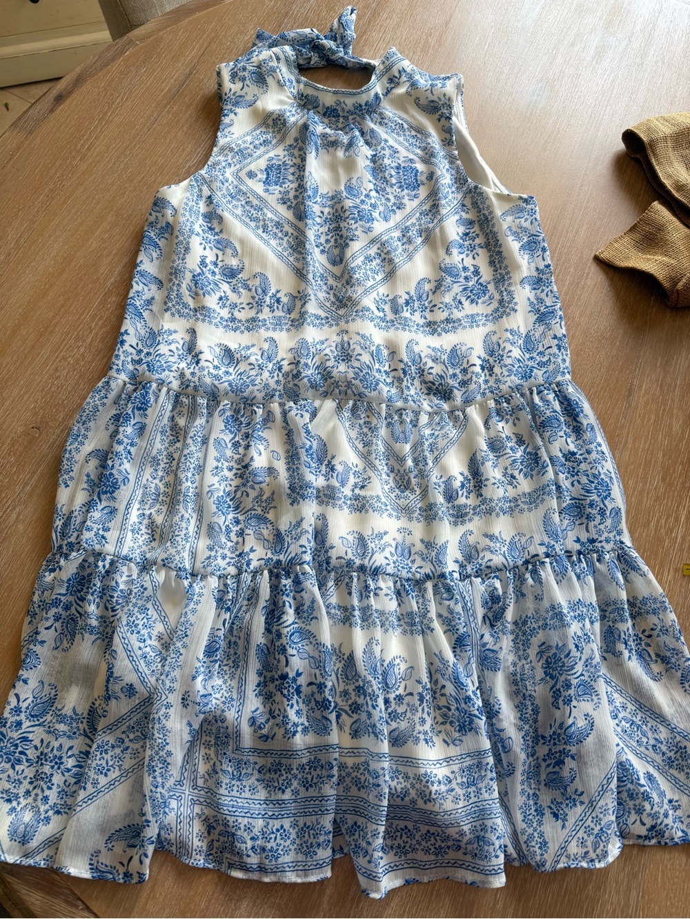 Calvin Klein White and Blue Floral Midi Dress
